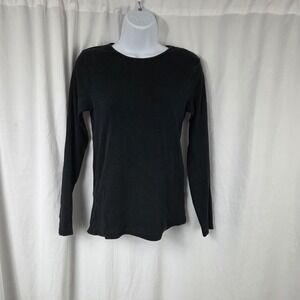 H&M Shirt Womens Medium Black Crew Neck Long Sleeve Basic Stretch Tee Top